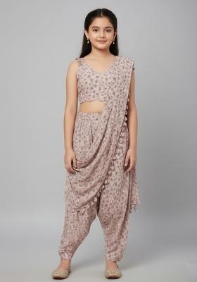 Girls Pink Abstract Print Fusion Set