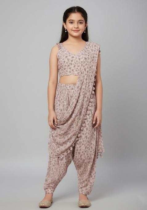 Girls Pink Abstract Print Fusion Set