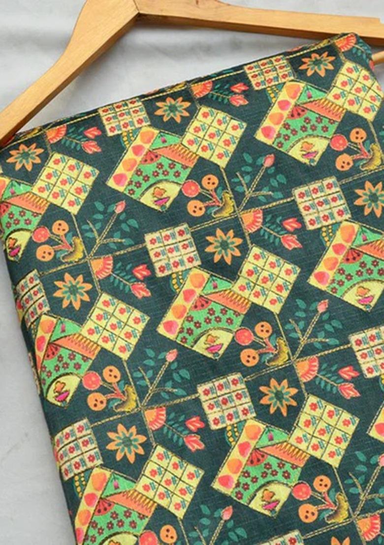 Girls Teal Green Embroidered Crepe Fusion Set - Indya