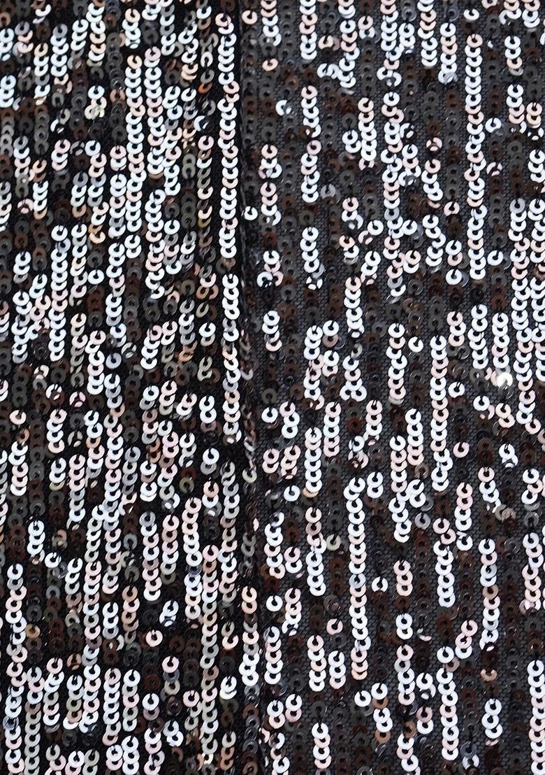 Girls Black Embroidered Crepe Fusion Set - Indya