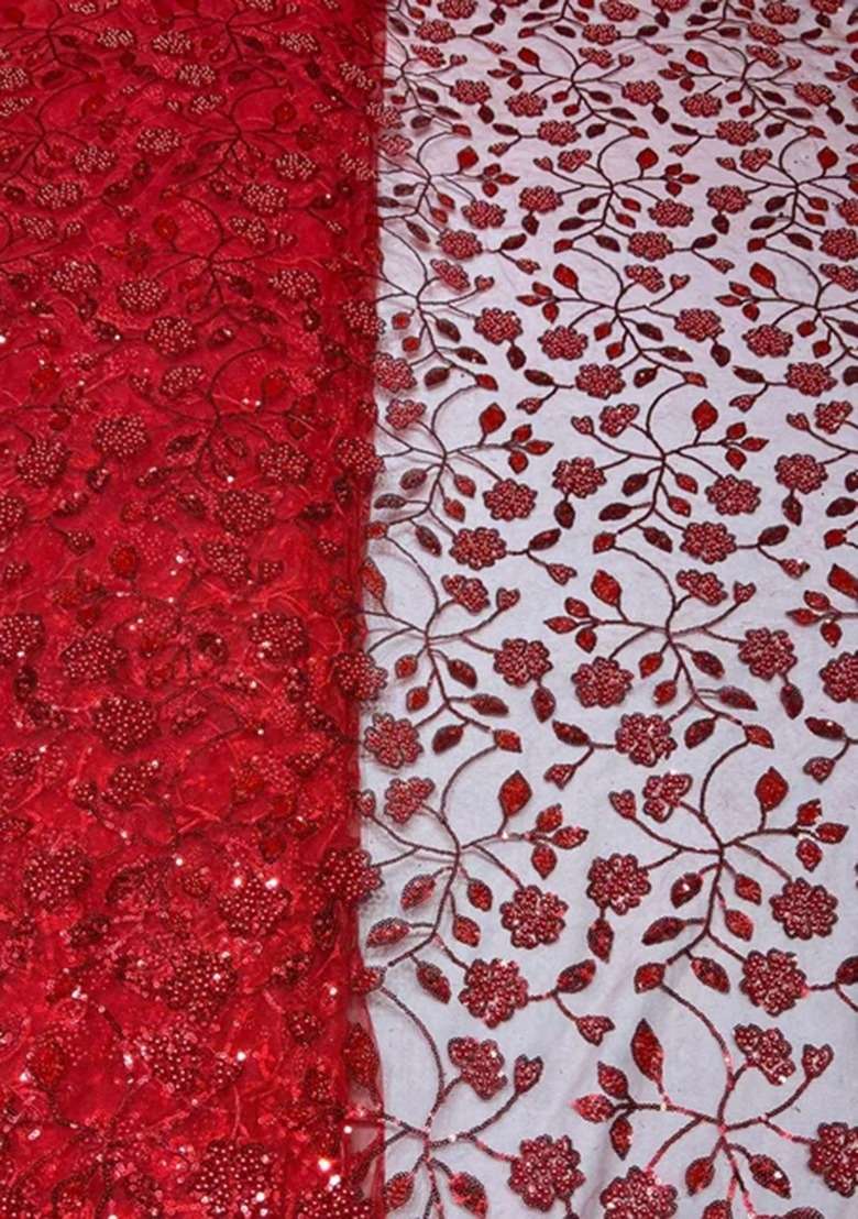 Girls Red Embroidered Georgette Fusion Set - Indya