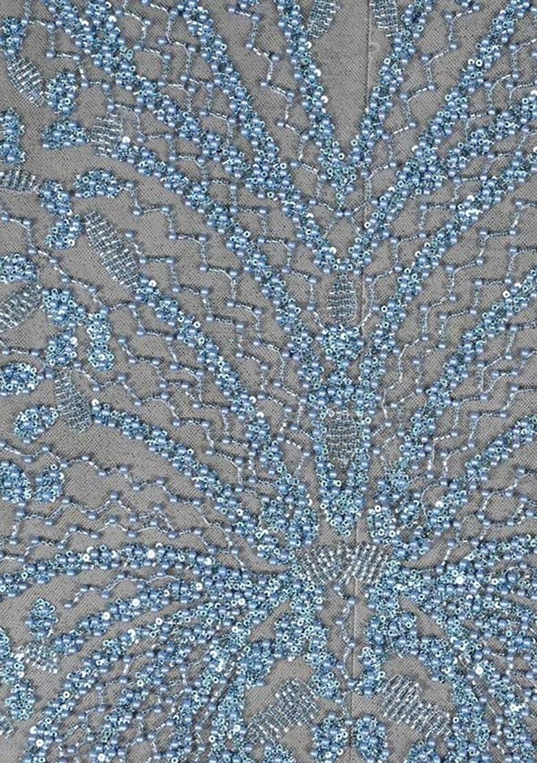 Girls Sky Blue Embroidered Georgette Fusion Set - Indya