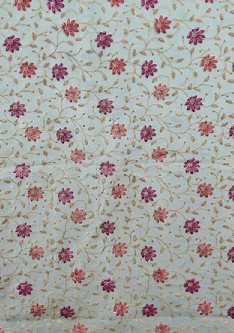 Girls Sky Blue Embroidered Georgette Fusion Set - Indya