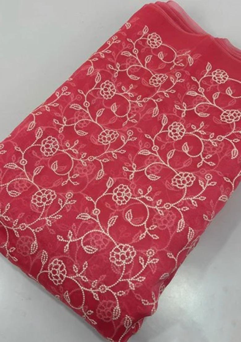 Girls Pink Embroidered Georgette Fusion Set - Indya