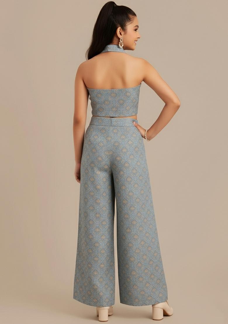 Girls Silver Brocade Fusion Set - Indya