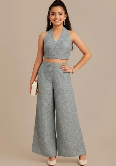 Girls Silver Brocade Fusion Set