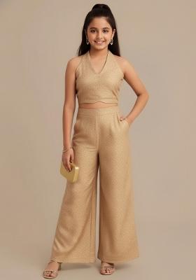 Girls Peach Brocade Fusion Set