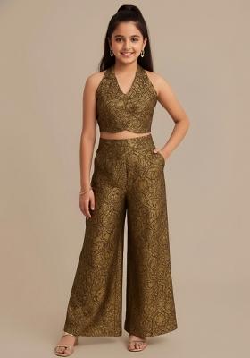 Girls Brown Brocade Fusion Set