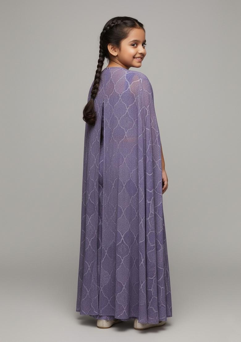 Girls Multicolor Abstract Print Chiffon Fusion Set - Indya