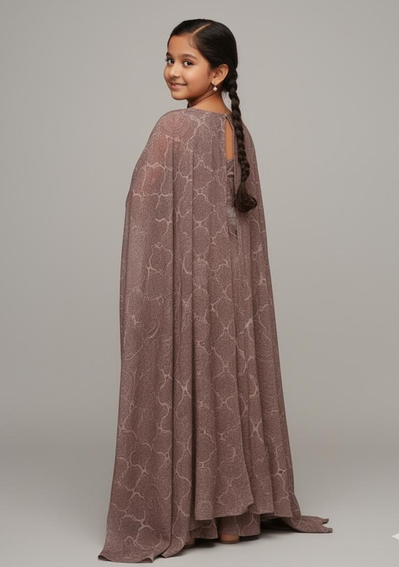 Girls Multicolor Abstract Print Chiffon Fusion Set - Indya