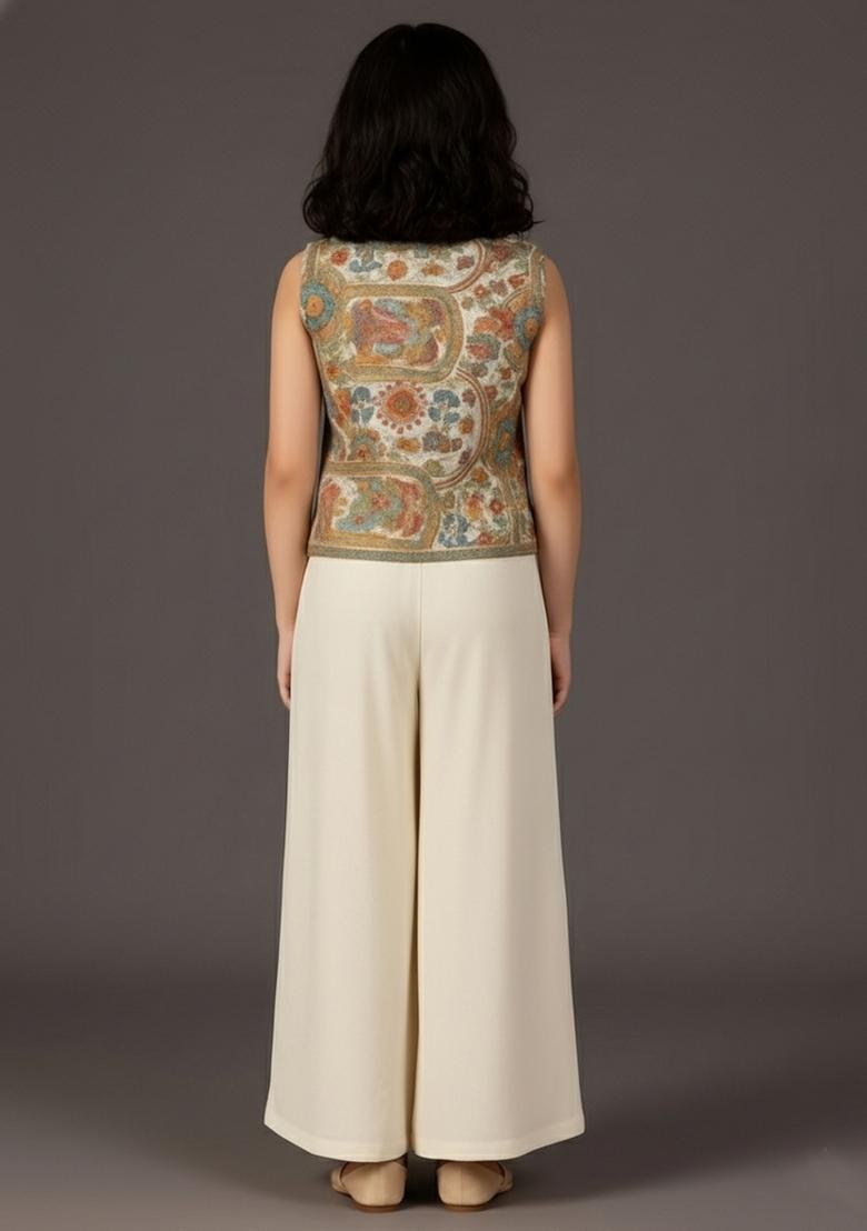 Girls White Embroidered Georgette Fusion Set - Indya