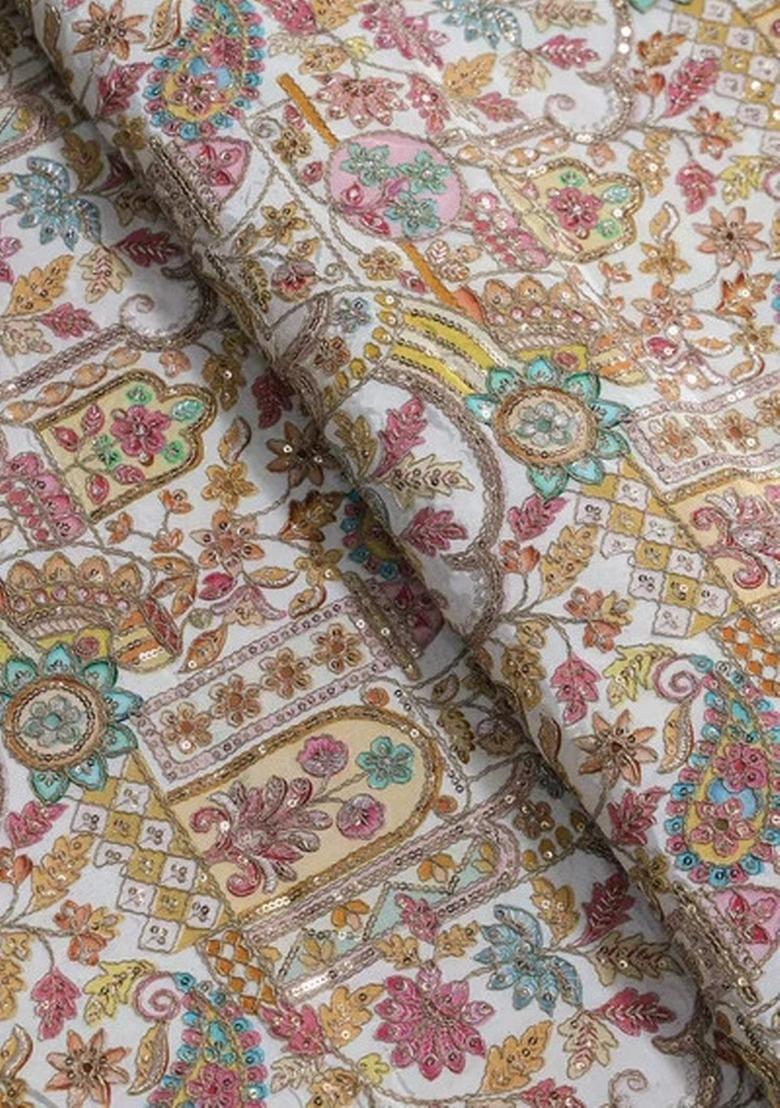 Girls White Embroidered Georgette Fusion Set - Indya