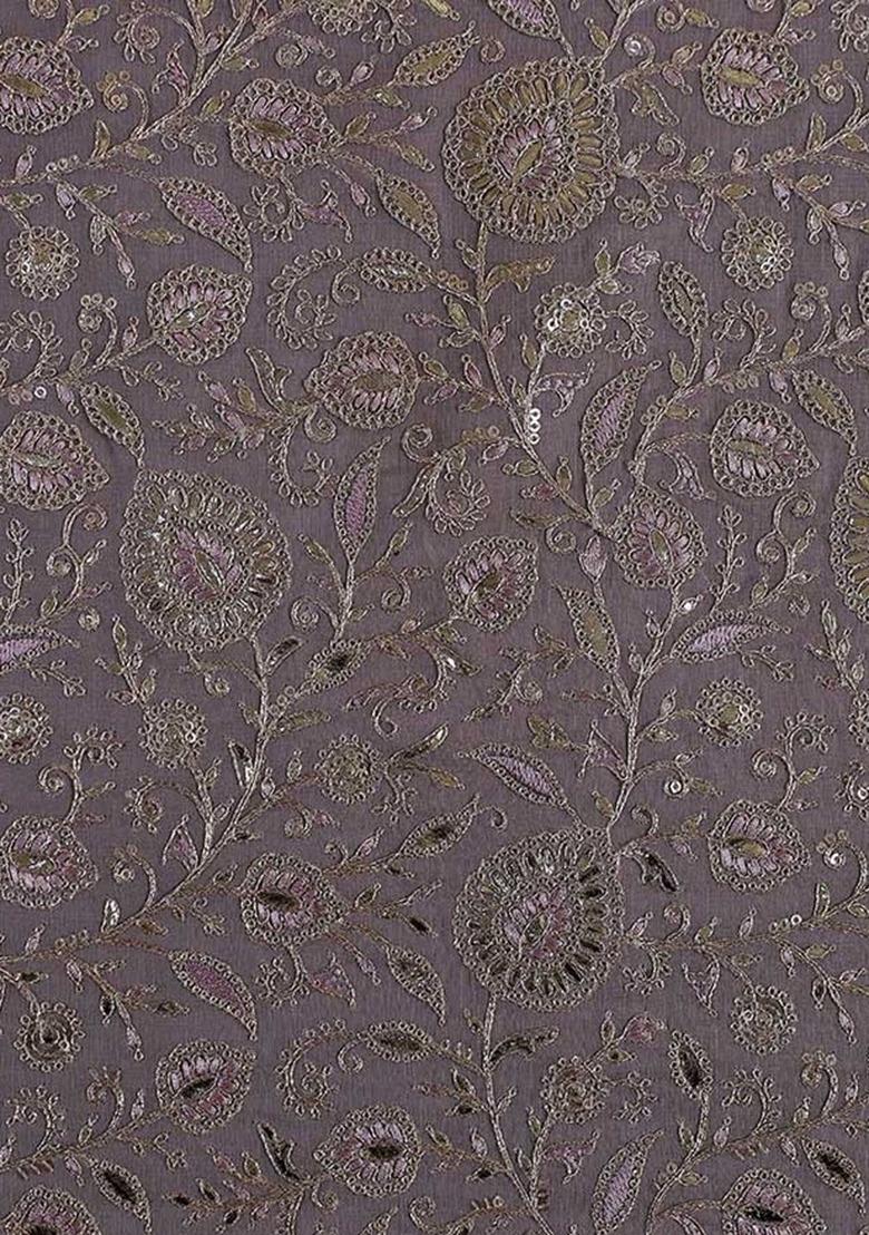 Girls Purple Embroidered Georgette Fusion Set - Indya