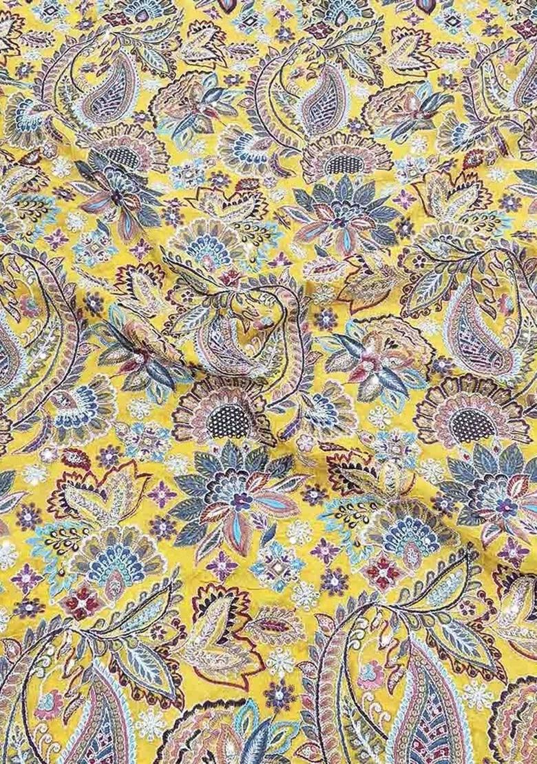 Girls Yellow Embroidered Georgette Fusion Set - Indya