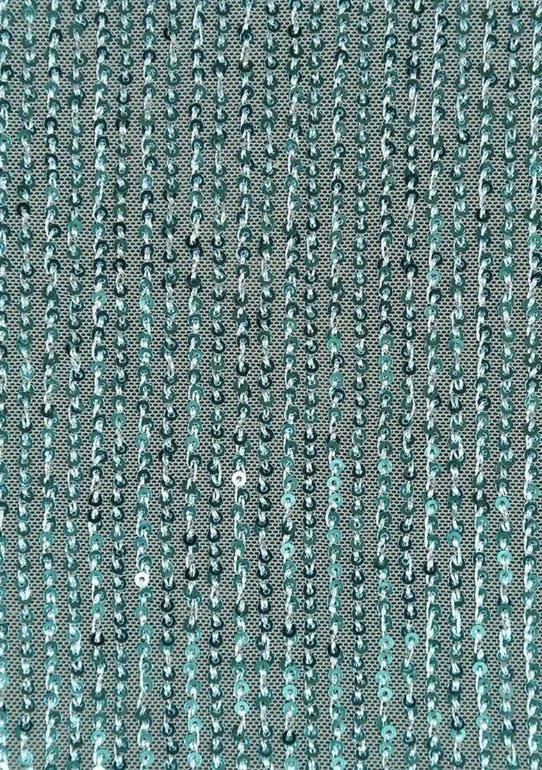 Girls Powder Blue Sequin Net Fusion Set - Indya