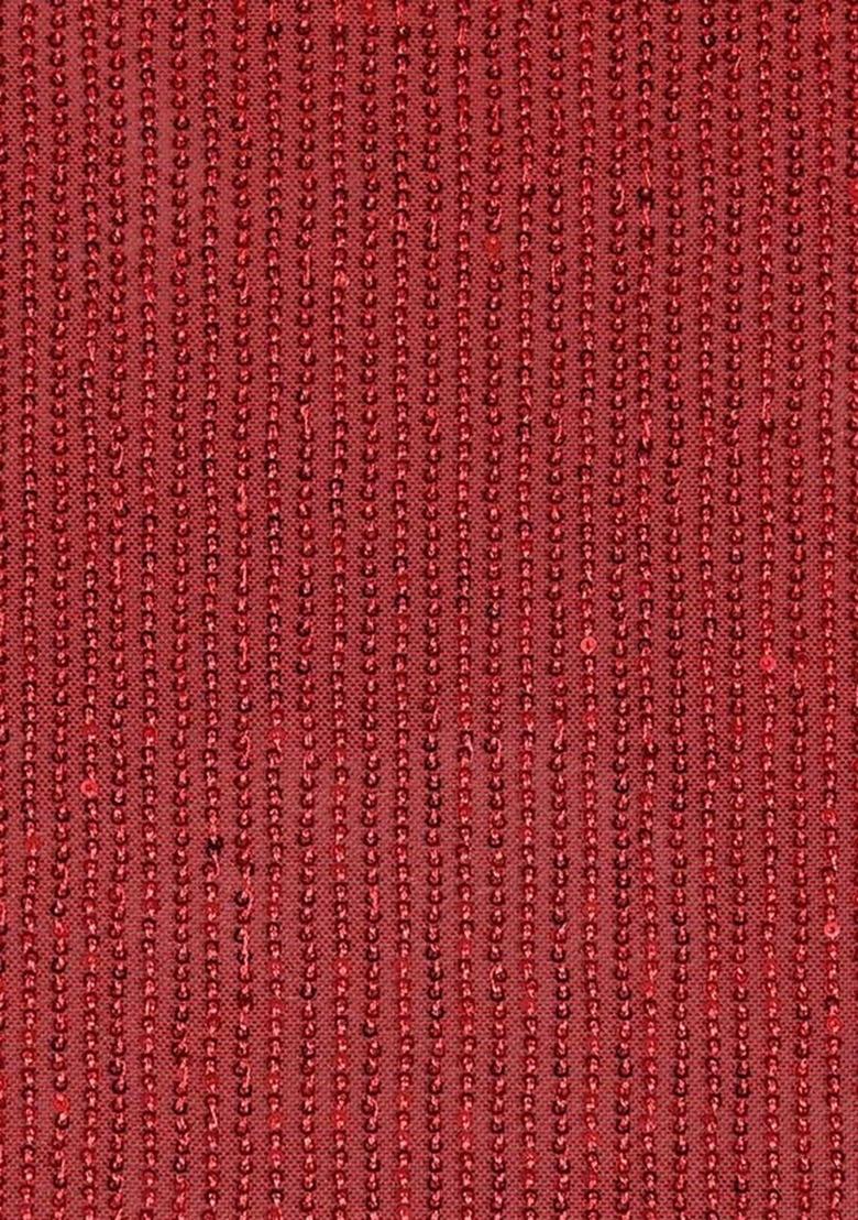 Girls Red Sequin Net Fusion Set - Indya