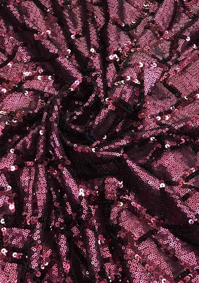 Girls Wine Sequin Georgette Fusion Set - Indya