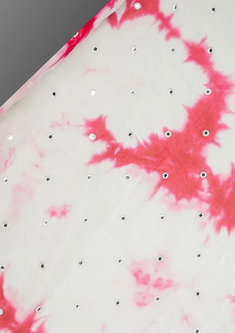 Girls Pink Abstract Print Georgette Fusion Set - Indya