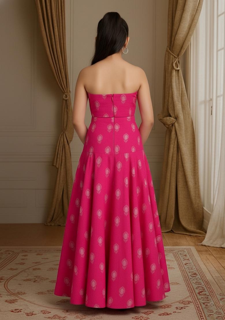 Girls Pink Embroidered Chanderi Fusion Set - Indya