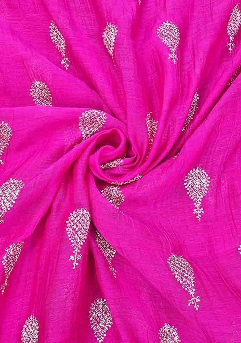 Girls Pink Embroidered Chanderi Fusion Set - Indya