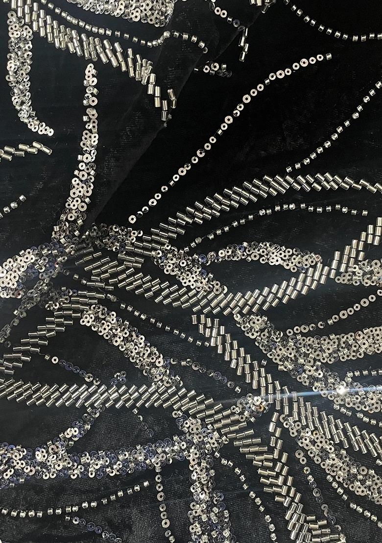 Girls Black Sequin Georgette Fusion Set - Indya