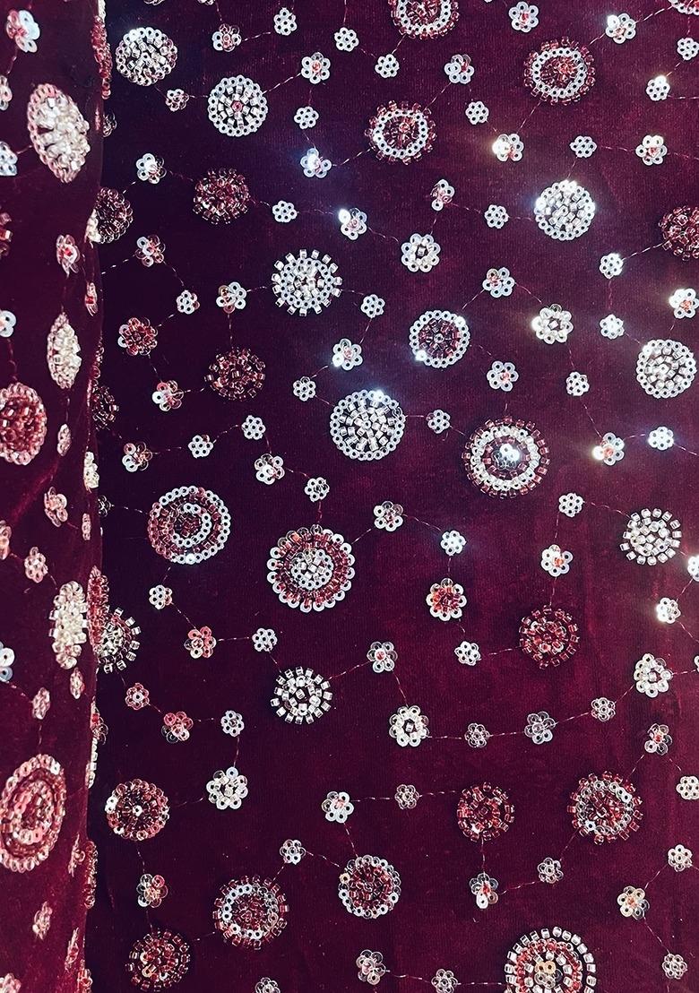 Girls Maroon Sequin Georgette Fusion Set - Indya