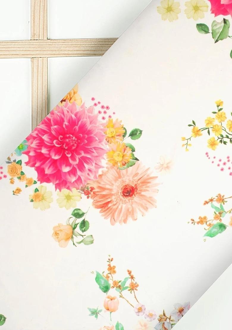 Girls White Floral Print Georgette Fusion Set - Indya