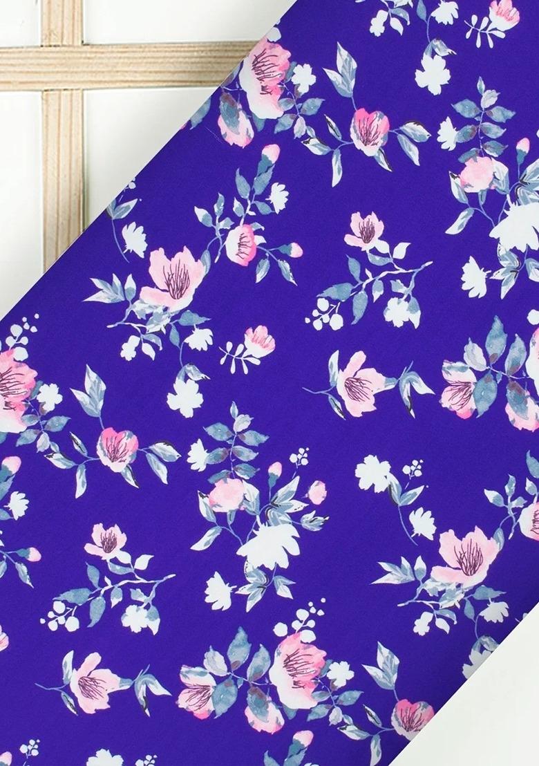 Girls Violet Floral Print Satin Fusion Set - Indya