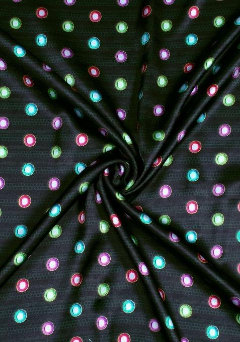 Girls Black Abstract Print Satin Lehenga Set