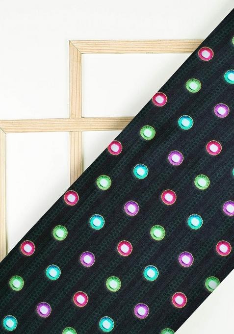 Girls Black Abstract Print Satin Lehenga Set