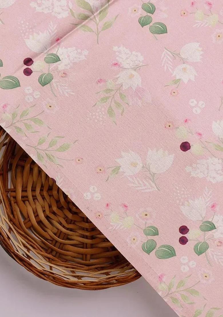 Girls Pink Floral Print Satin Fusion Set - Indya