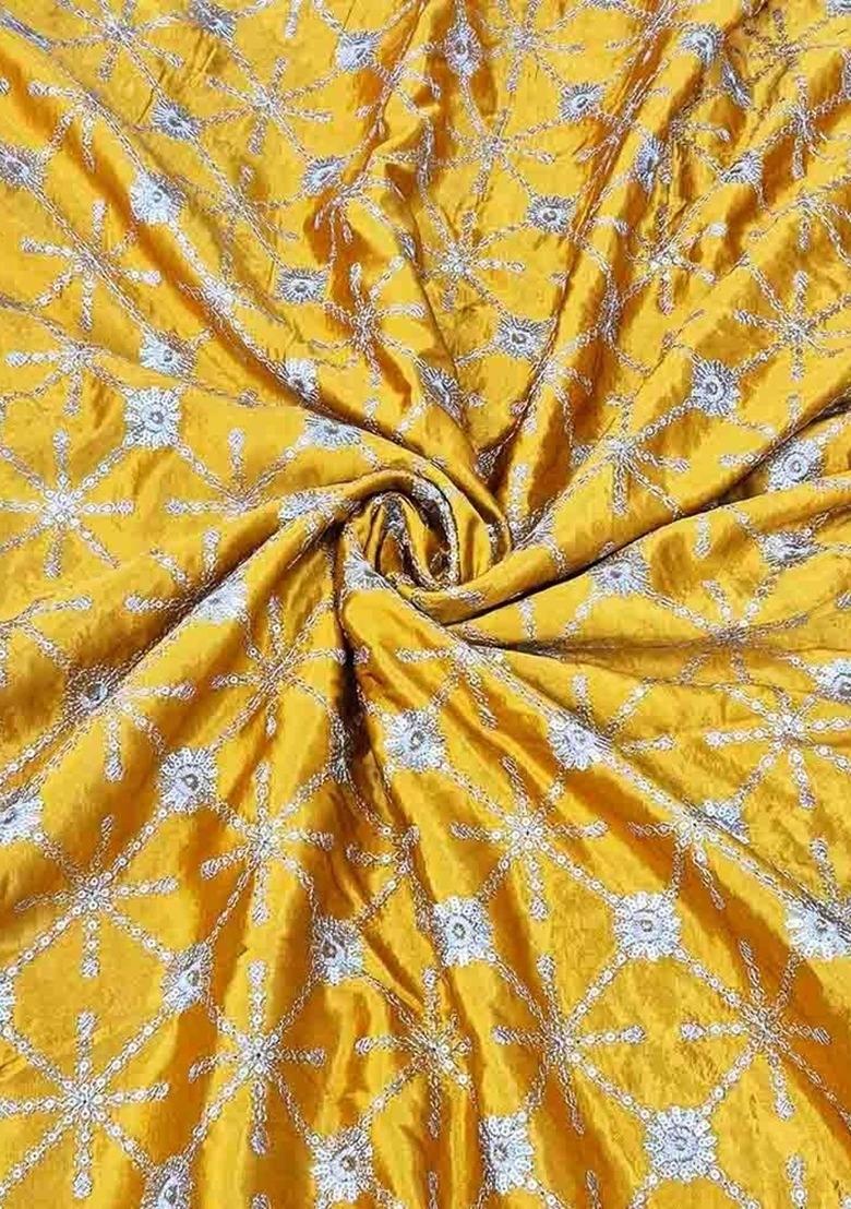 Girls Yellow Embroidered Silk Fusion Set - Indya