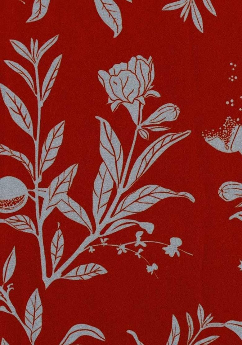 Girls Red Floral Print Georgette Fusion Set - Indya