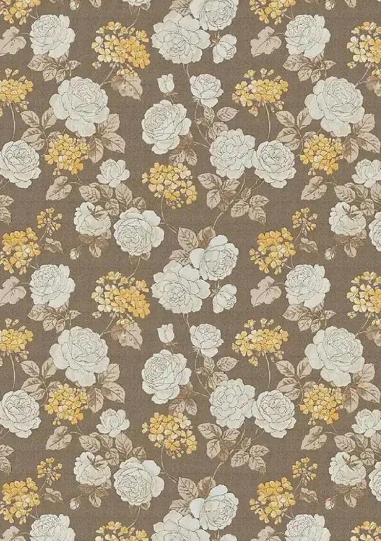 Girls Light Brown Floral Print Satin Fusion Set - Indya