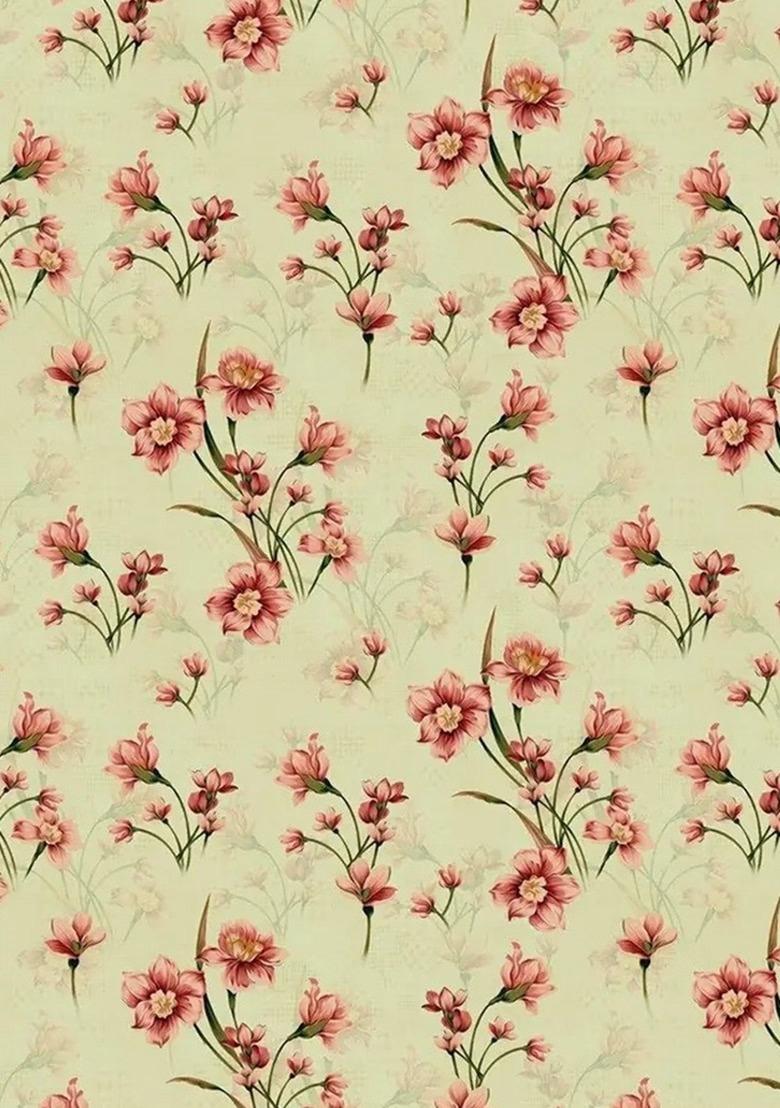 Girls Pista Green Floral Print Satin Fusion Set - Indya