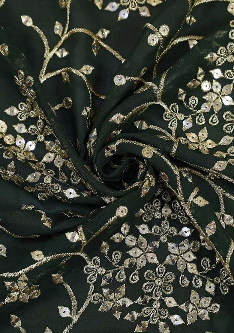 Girls Green Embroidered Georgette Fusion Set - Indya
