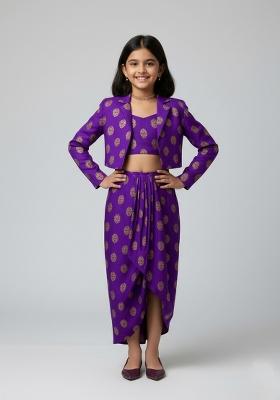 Girls Purple Brocade Co-Ord Set