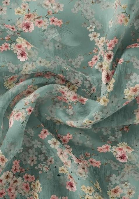 Girls Teal Green Floral Print Kurta Set