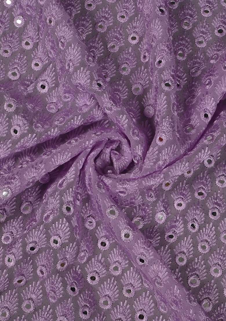Girls Purple Embroidered Georgette Kurta Set - Indya