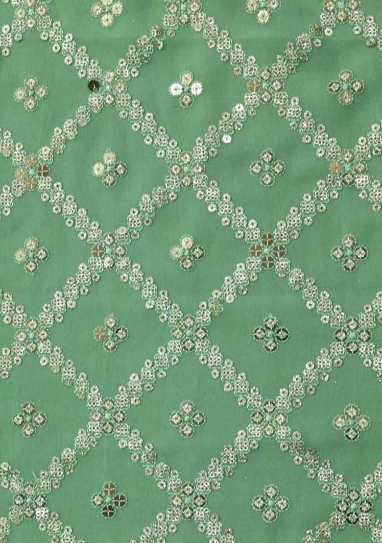 Girls Green Embroidered Georgette Kurta Set - Indya