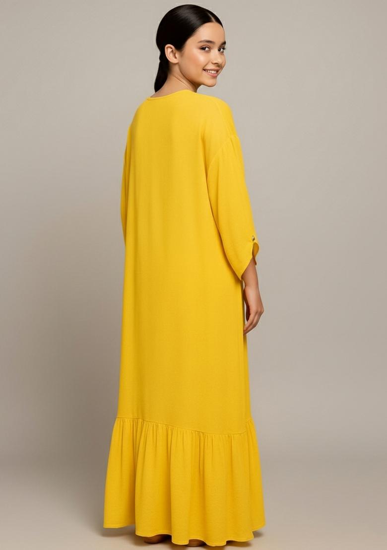 Girls Yellow Embroidered Georgette Sharara Set - Indya