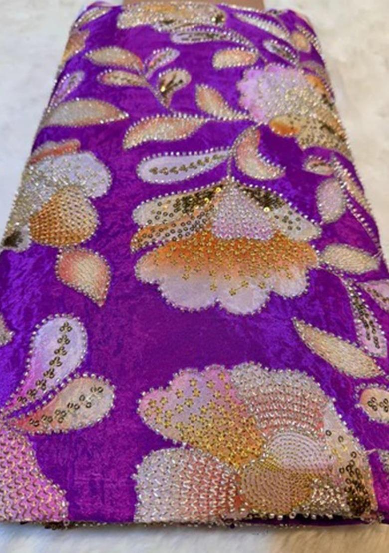 Girls Purple Embroidered Georgette Sharara Set - Indya