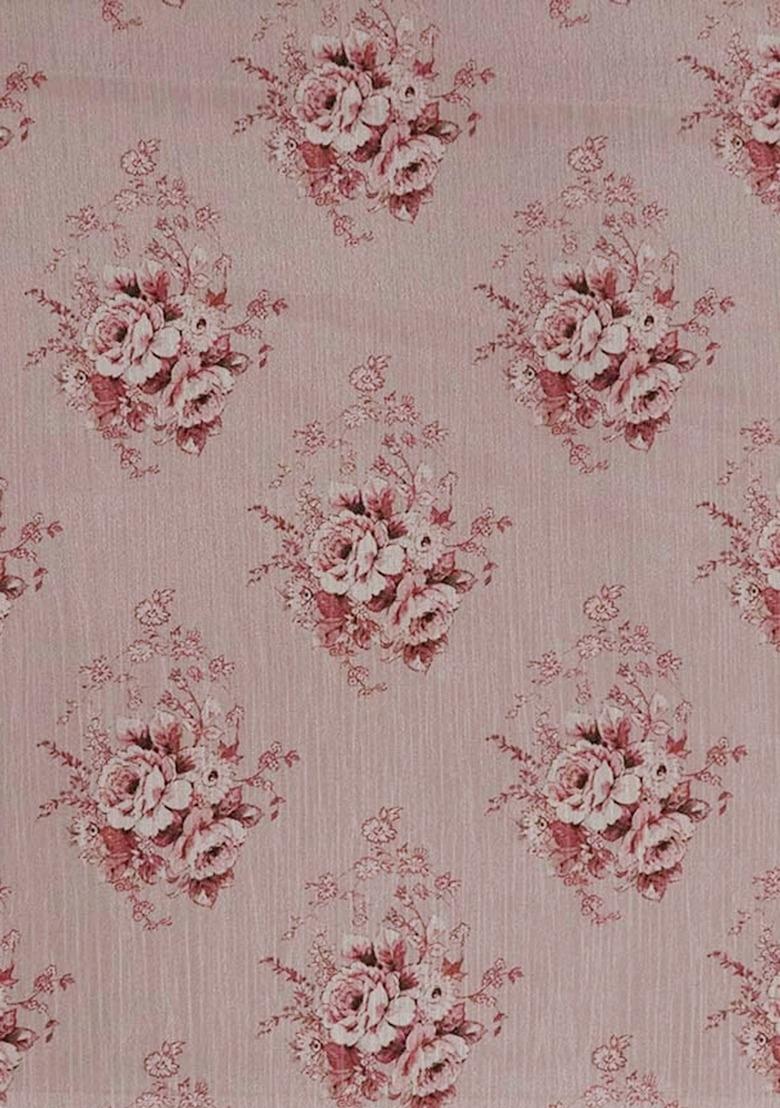 Girls Pink Floral Print Chiffon Kurta Set - Indya