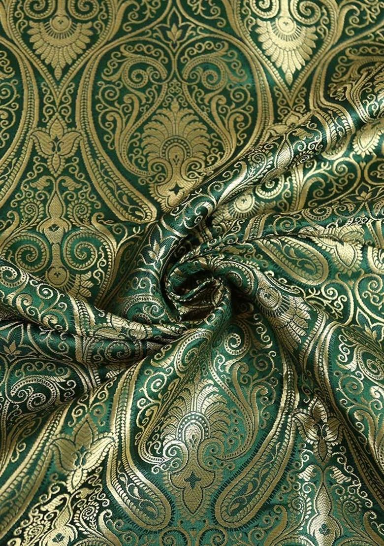 Girls Green Brocade Kurta Set