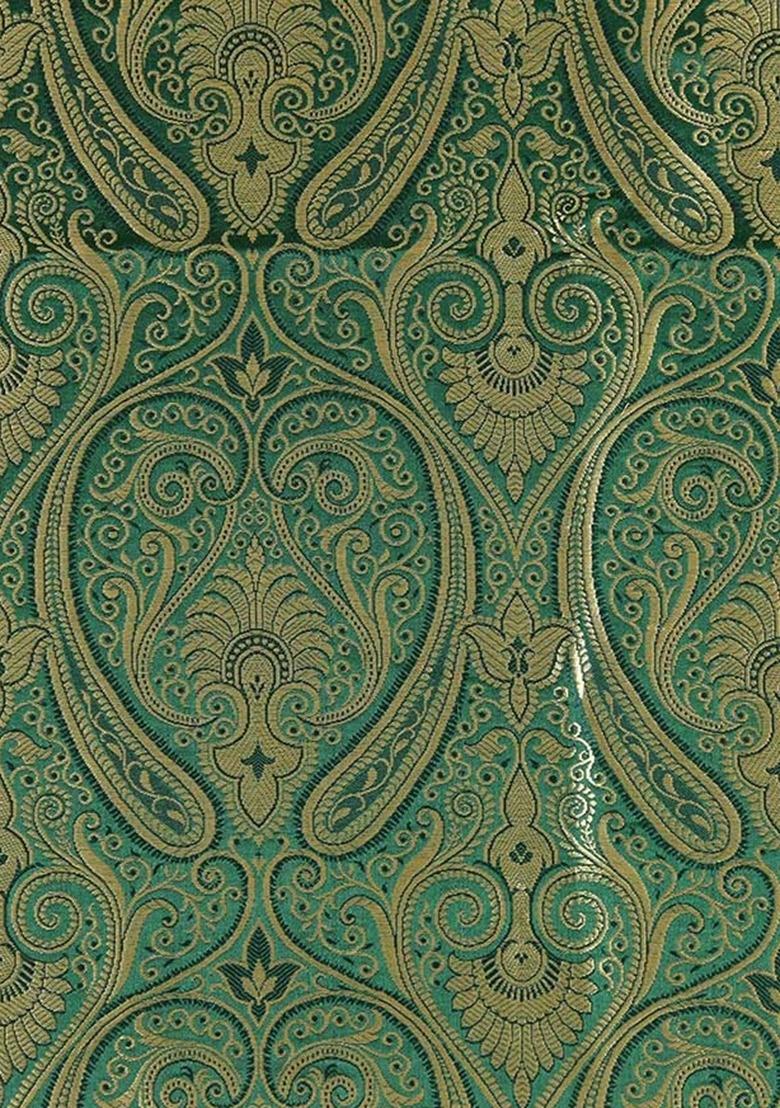 Girls Green Brocade Kurta Set - Indya