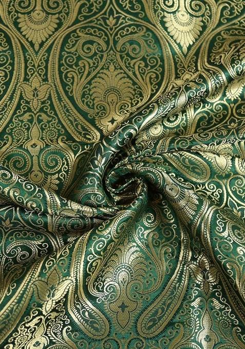 Girls Green Brocade Kurta Set