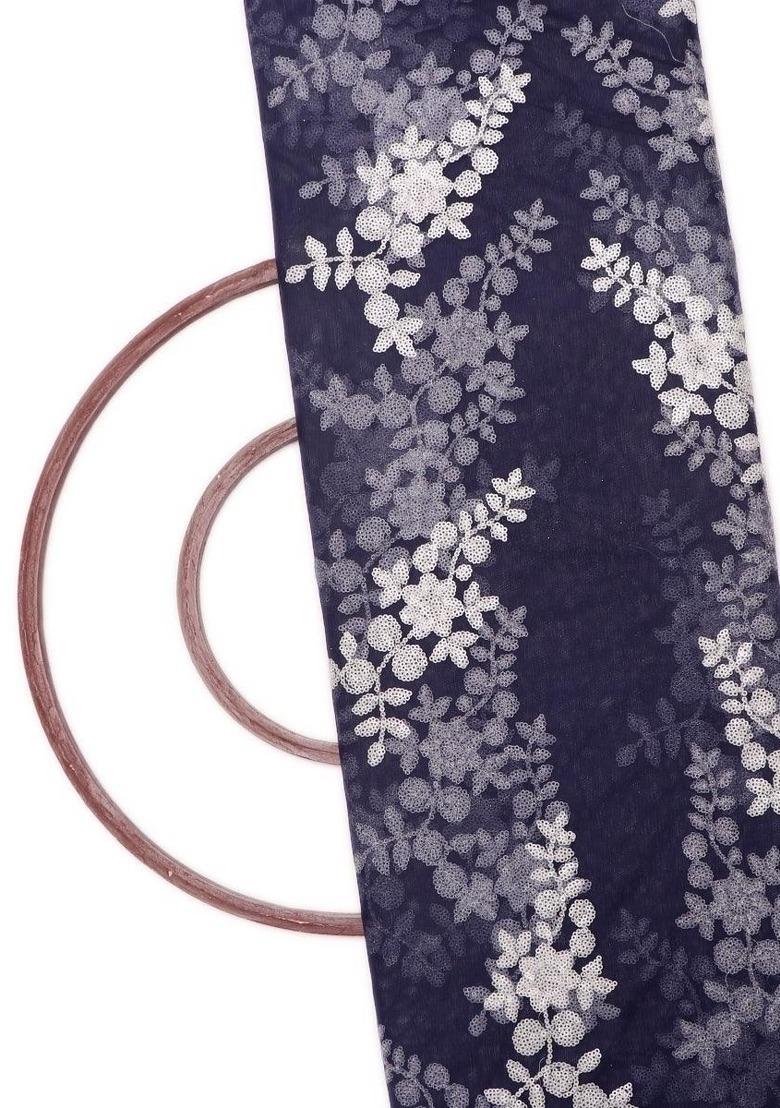 Girls Navy Blue Embroidered Georgette Kurta Set - Indya