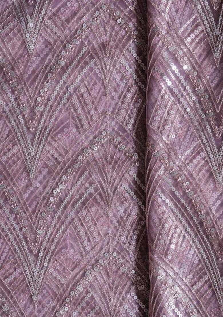 Girls Mauve Embroidered Net Kurta Set - Indya