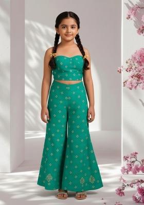 Girls Sea Green Jacquard Tissue Fusion Set
