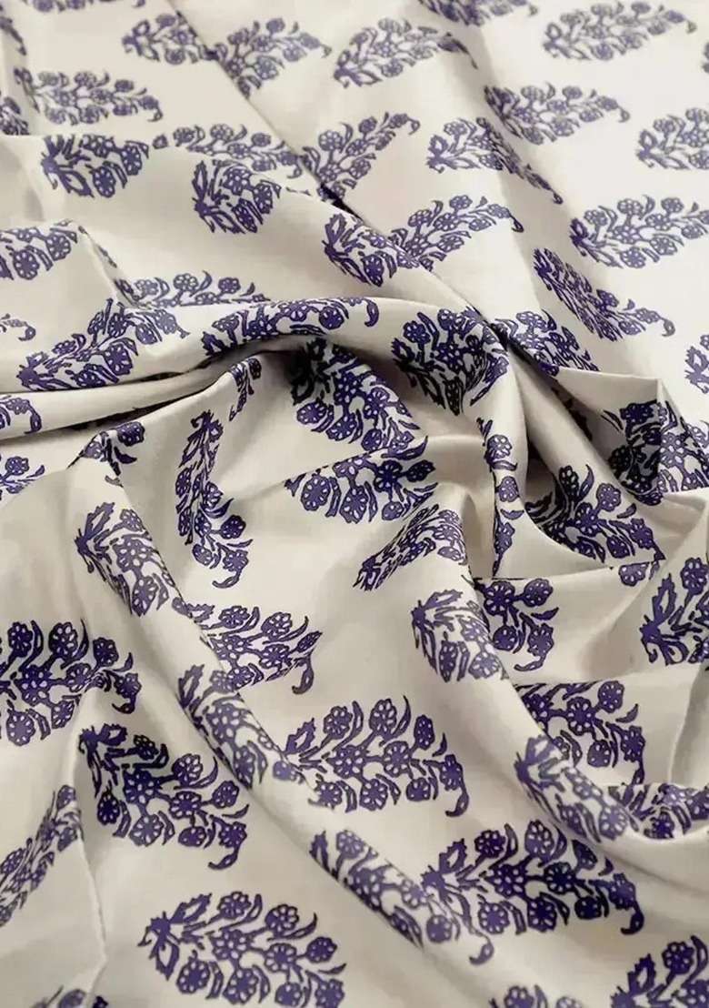 Girls White Floral Print Satin Fusion Set - Indya